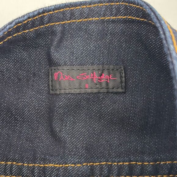 Miss Selfridge UK High Waist Stretch Denim‎ Button Shorts Side Zip Dark Blue 0 - Picture 7 of 9